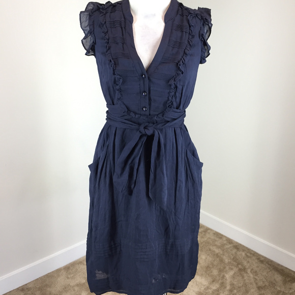 Odille Anthropologie XS 2 Navy Blue A Line dress - Picture 2 of 6